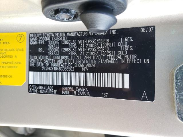 Photo 10 from auction – 2008 LEXUS RX 350 with VIN 2T2HK31U48C066502