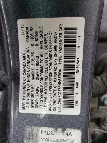 Photo 10 from auction – 2017 HONDA CIVIC EX with VIN 2HGFC1F35HH637094