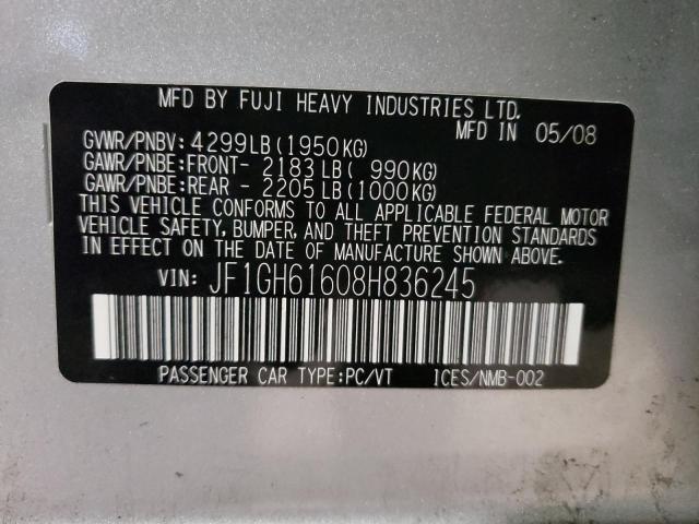 Photo 10 from auction – 2008 SUBARU IMPREZA 2. with VIN JF1GH61608H836245