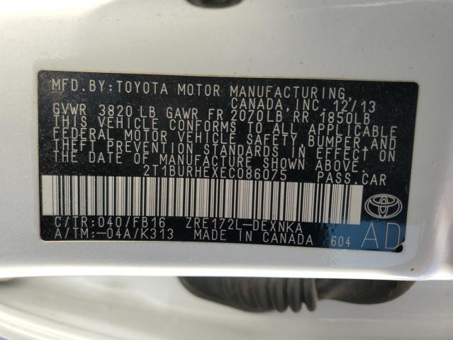 Photo 10 from auction – 2014 TOYOTA COROLLA L with VIN 2T1BURHEXEC086075