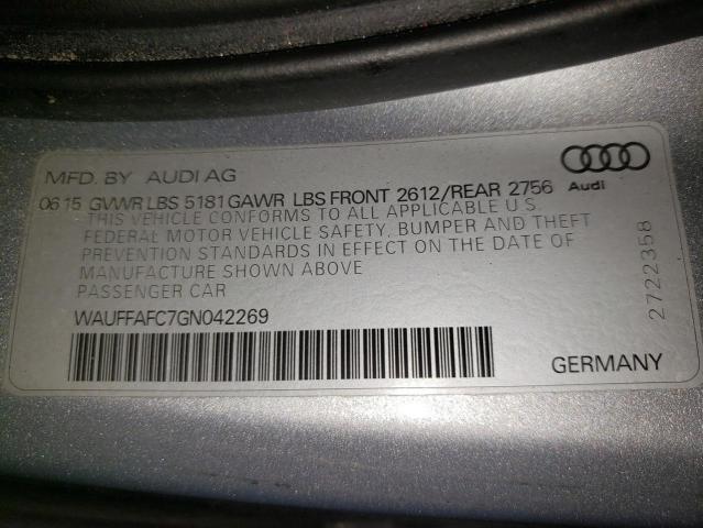 Photo 10 from auction – 2016 AUDI A6 PREMIUM with VIN WAUFFAFC7GN042269
