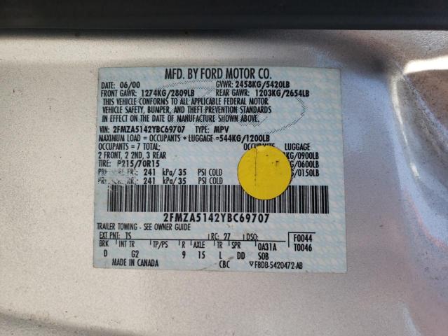 Photo 10 from auction – 2000 FORD WINDSTAR with VIN 2FMZA5142YBC69707