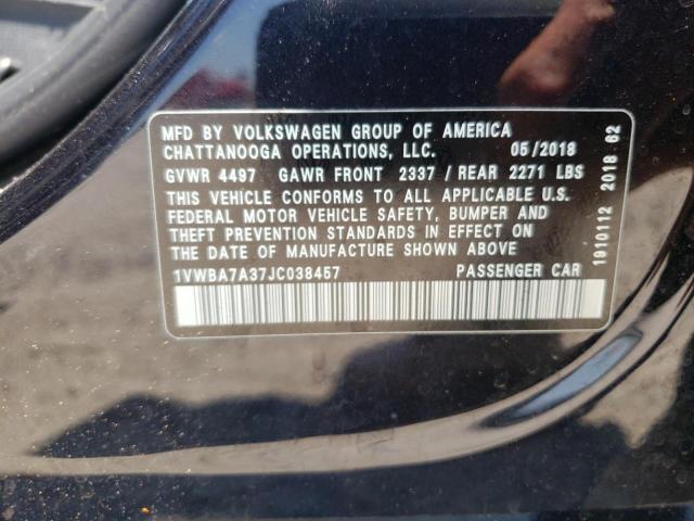 Photo 10 from auction – 2018 VOLKSWAGEN PASSAT SE with VIN 1VWBA7A37JC038457
