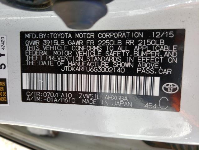 Photo 10 from auction – 2016 TOYOTA 02 5FD25 with VIN JTDKARFU6G3002140
