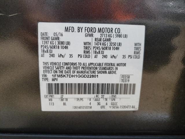 Photo 10 from auction – 2016 FORD EXPLORER X with VIN 1FM5K7DH1GGD22801