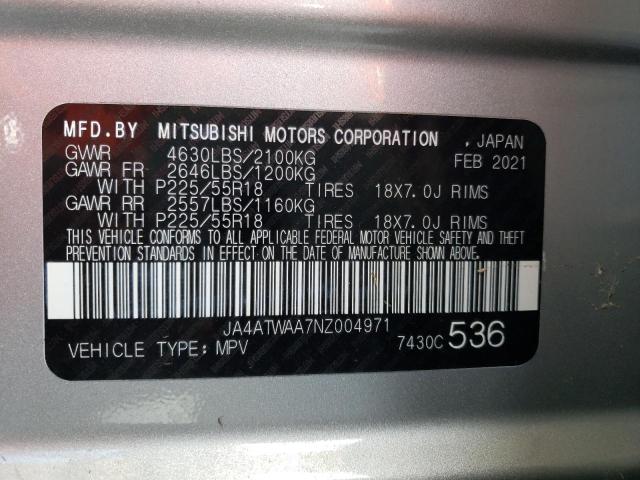 Photo 10 from auction – 2022 MITSUBISHI ECLIPSE CR with VIN JA4ATWAA7NZ004971