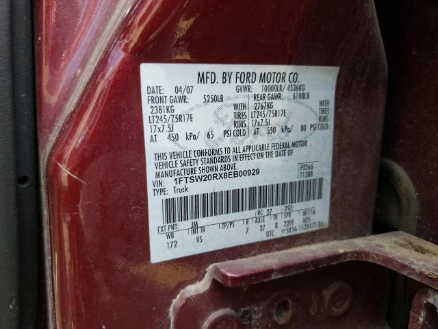 Photo 10 from auction – 2008 FORD F250 SUPER with VIN 1FTSW20RX8EB00929