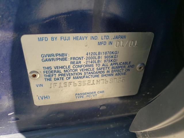 Photo 10 from auction – 2001 SUBARU FORESTER L with VIN JF1SF63521H768735