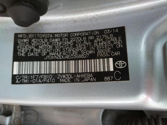 Photo 10 from auction – 2014 TOYOTA PRIUS with VIN JTDKN3DU4E0368827