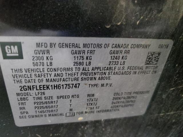 Photo 10 from auction – 2017 CHEVROLET EQUINOX LS with VIN 2GNFLEEK1H6175747