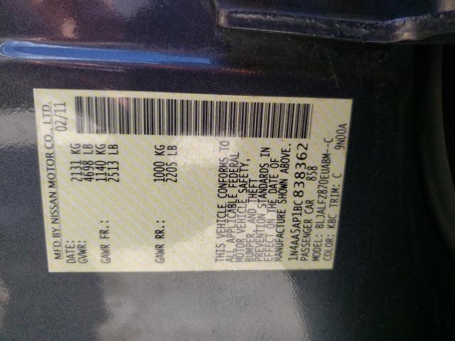 Photo 10 from auction – 2011 NISSAN MAXIMA S with VIN 1N4AA5AP1BC838362