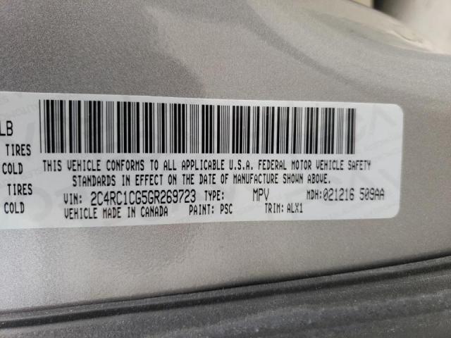Photo 10 from auction – 2016 CHRYSLER TOWN & COU with VIN 2C4RC1CG5GR269723