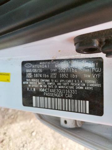 Photo 10 from auction – 2016 HYUNDAI ACCENT SE with VIN KMHCT4AE3GU116331