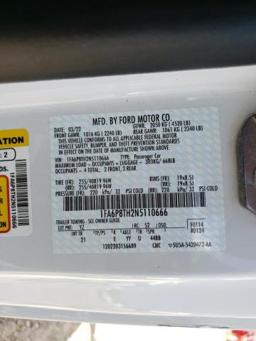 Photo 10 from auction – 2022 FORD MUSTANG with VIN 1FA6P8TH2N5110666