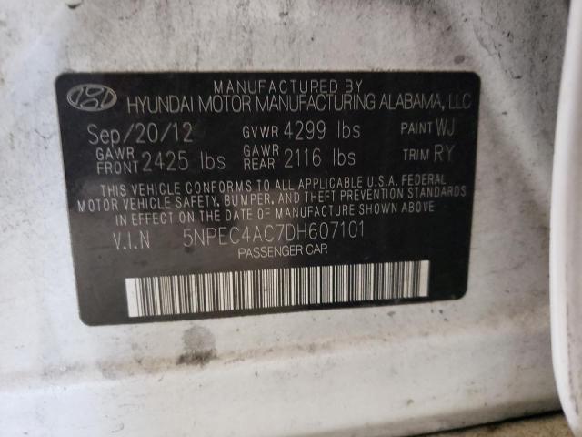 Photo 10 from auction – 2013 HYUNDAI SONATA SE with VIN 5NPEC4AC7DH607101