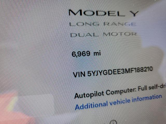 Photo 8 from auction – 2021 TESLA MODEL Y with VIN 5YJYGDEE3MF188210