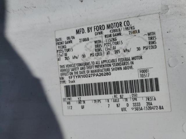 Photo 10 from auction – 2007 FORD RANGER with VIN 1FTYR10D27PA26280