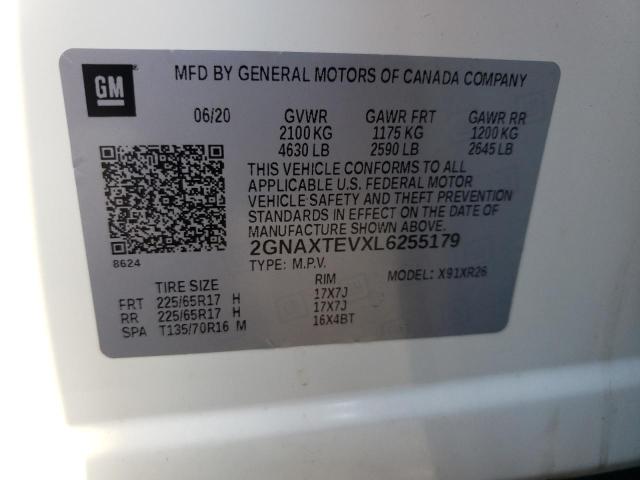 Photo 10 from auction – 2020 CHEVROLET EQUINOX LT with VIN 2GNAXTEVXL6255179