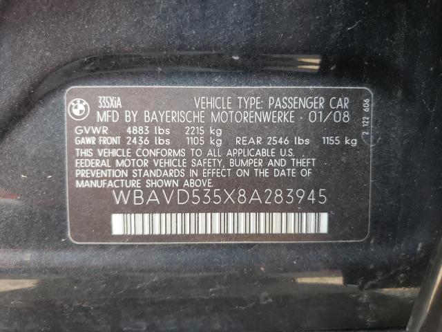 Photo 10 from auction – 2008 BMW 335 XI with VIN WBAVD535X8A283945