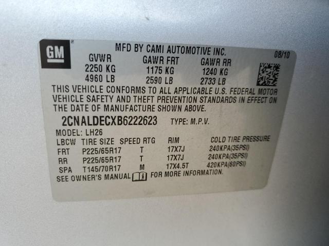 Photo 10 from auction – 2011 CHEVROLET EQUINOX LT with VIN 2CNALDECXB6222623