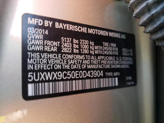 Photo 10 from auction – 2014 BMW X3 XDRIVE2 with VIN 5UXWX9C50E0D43904