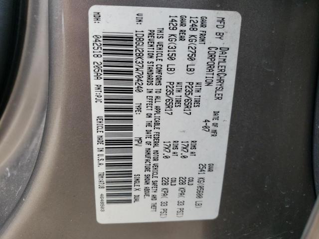 Photo 10 from auction – 2007 DODGE NITRO SXT with VIN 1D8GU28K37W704240
