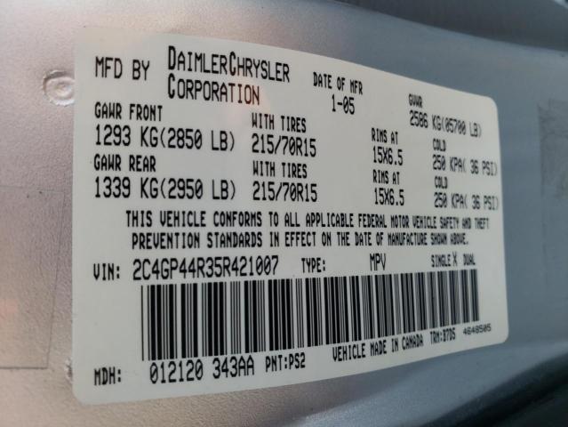 Photo 10 from auction – 2005 CHRYSLER TOWN & COU with VIN 2C4GP44R35R421007