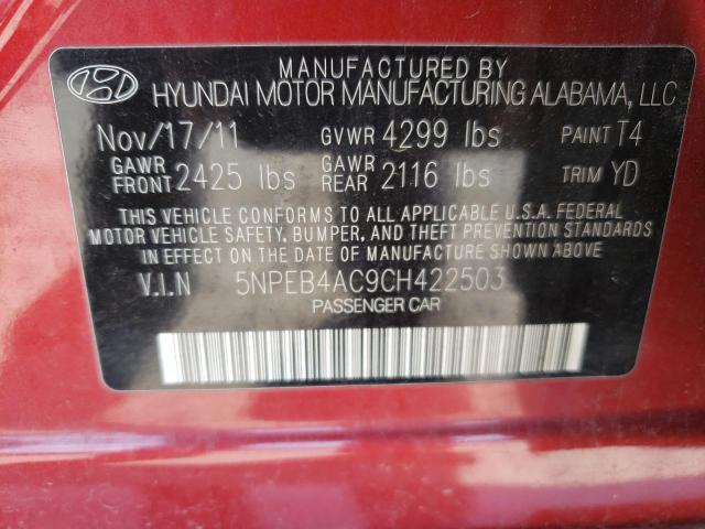 Photo 10 from auction – 2012 HYUNDAI SONATA GLS with VIN 5NPEB4AC9CH422503