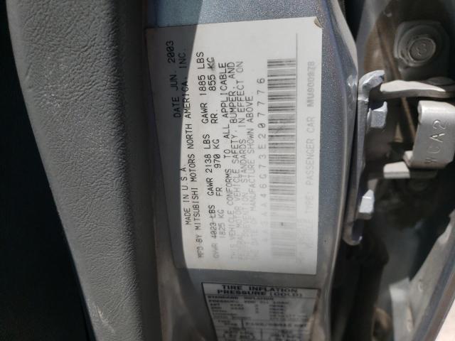 Photo 10 from auction – 2003 MITSUBISHI GALANT ES with VIN 4A3AA46G73E207776