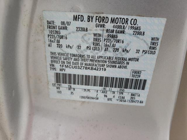 Photo 10 from auction – 2008 FORD ESCAPE XLT with VIN 1FMCU03Z78KB42319