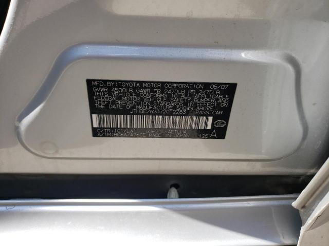 Photo 10 from auction – 2007 LEXUS IS 350 with VIN JTHBE262372012283