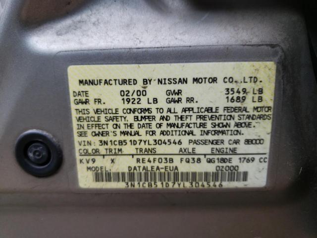 Photo 10 from auction – 2000 NISSAN SENTRA BAS with VIN 3N1CB51D7YL304546