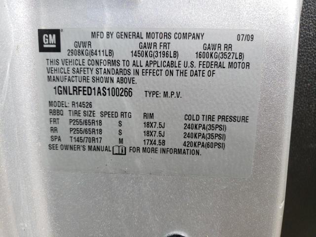 Photo 10 from auction – 2010 CHEVROLET TRAVERSE L with VIN 1GNLRFED1AS100266