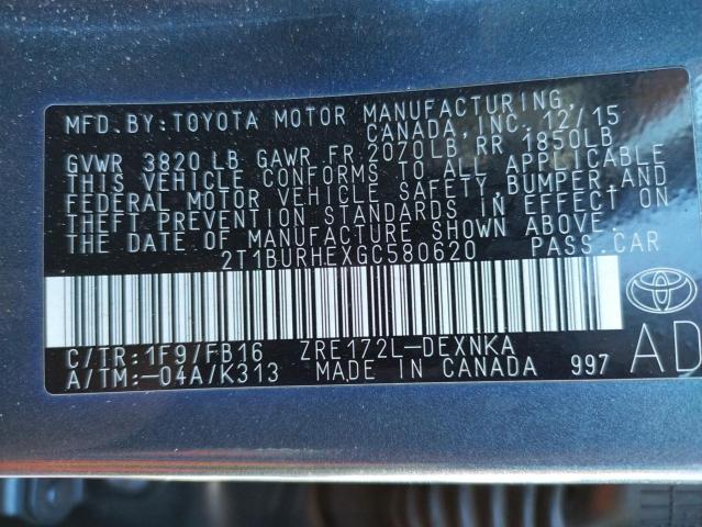 Photo 10 from auction – 2016 TOYOTA COROLLA L with VIN 2T1BURHEXGC580620