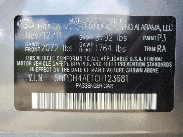 Photo 10 from auction – 2012 HYUNDAI ELANTRA GL with VIN 5NPDH4AE1CH123681