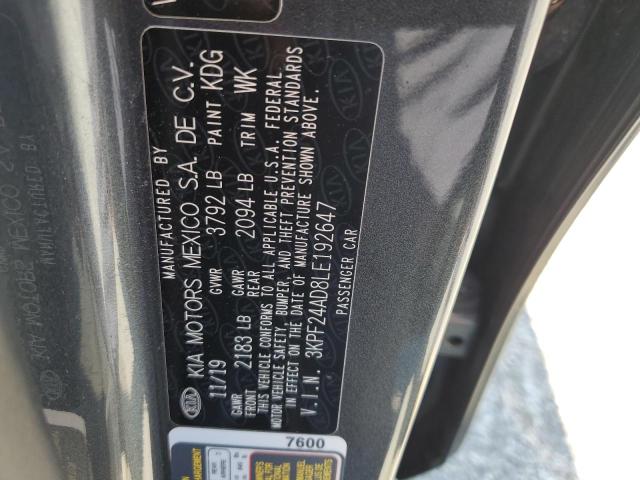 Photo 10 from auction – 2020 KIA FORTE FE with VIN 3KPF24AD8LE192647