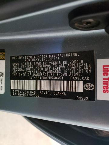 Photo 10 from auction – 2007 TOYOTA CAMRY CE with VIN 4T1BE46K87U548451