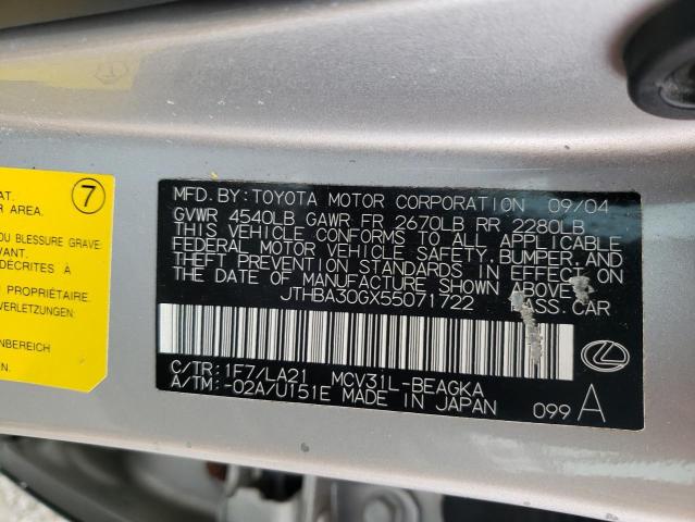 Photo 10 from auction – 2005 LEXUS ES 330 with VIN JTHBA30GX55071722