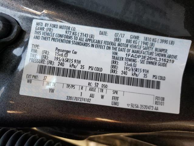 Photo 10 from auction – 2017 FORD FOCUS S with VIN 1FADP3E26HL316219