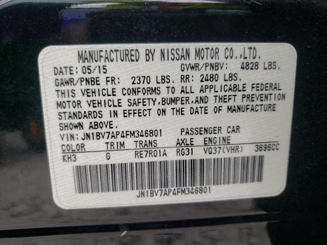 Photo 10 from auction – 2015 INFINITI Q50 BASE with VIN JN1BV7AP4FM346801