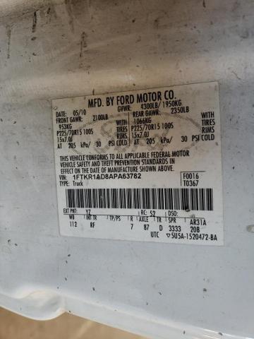 Photo 10 from auction – 2010 FORD RANGER with VIN 1FTKR1AD8APA63782