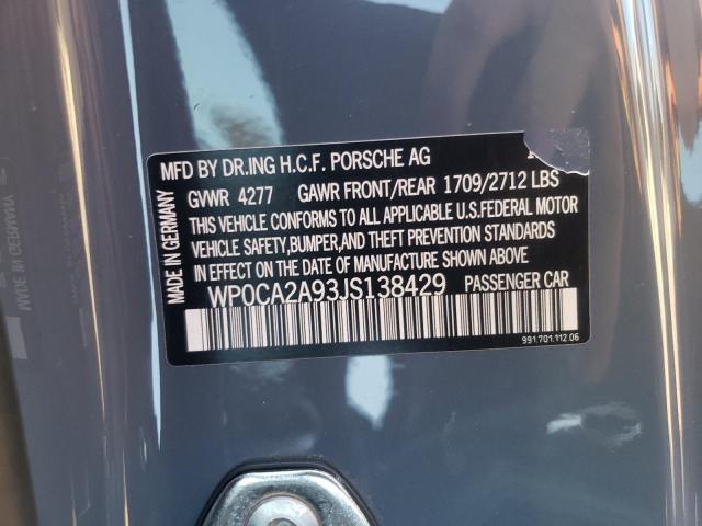 Photo 10 from auction – 2018 PORSCHE 911 CARRER with VIN WP0CA2A93JS138429