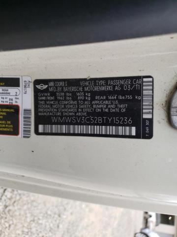 Photo 10 from auction – 2011 MINI COOPER with VIN WMWSV3C52BTY15236