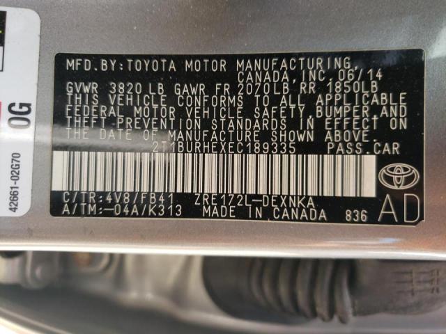 Photo 10 from auction – 2014 TOYOTA COROLLA L with VIN 2T1BURHEXEC189335