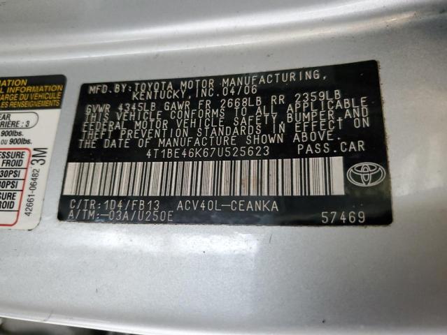 Photo 10 from auction – 2007 TOYOTA CAMRY CE with VIN 4T1BE46K67U525623
