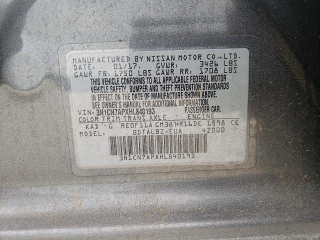 Photo 10 from auction – 2017 NISSAN VERSA S with VIN 3N1CN7APXHL840193