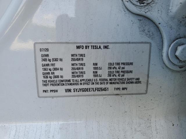 Photo 10 from auction – 2020 TESLA MODEL Y with VIN 5YJYGDEE7LF026451
