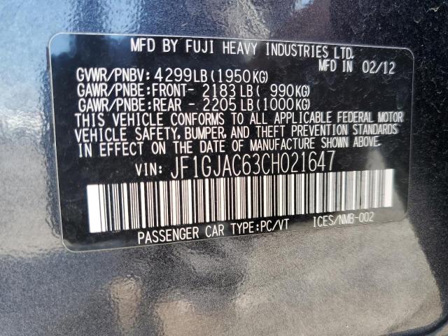Photo 10 from auction – 2012 SUBARU IMPREZA PR with VIN JF1GJAC63CH021647