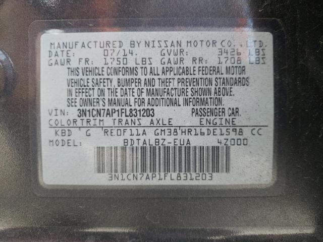 Photo 10 from auction – 2015 NISSAN VERSA S with VIN 3N1CN7AP1FL831203