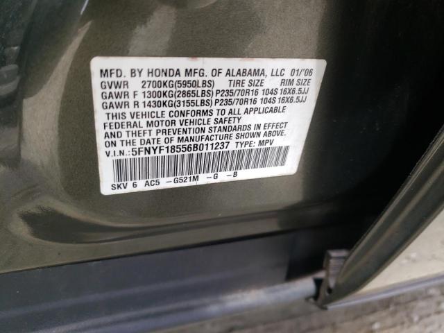Photo 10 from auction – 2006 HONDA PILOT EX with VIN 5FNYF18556B011237